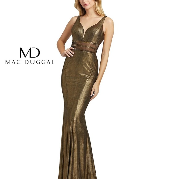(72) ❤️ Mac Duggal 40960 Prom Long Metallic Mesh Formal Gown #40960D - Picture 7 of 8